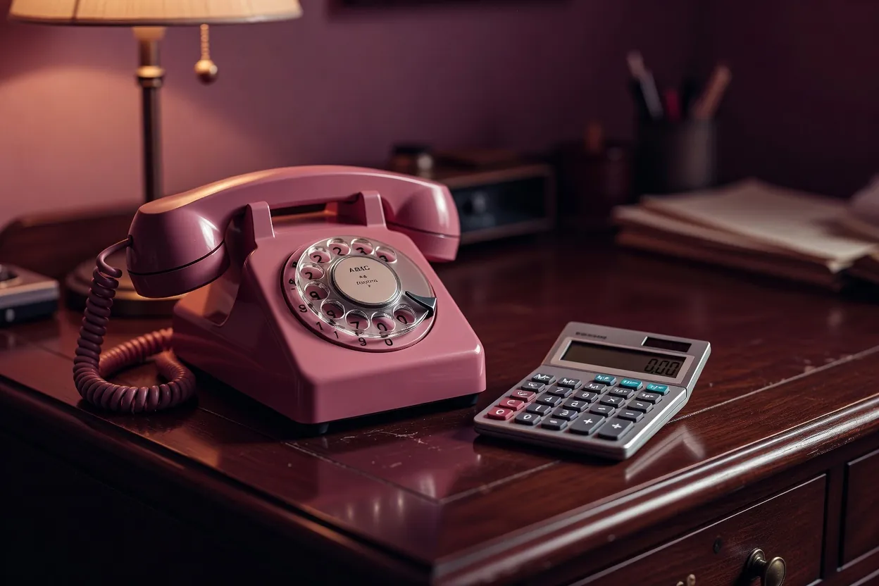 Facture de téléphone détaillée posée sur un bureau de bois
