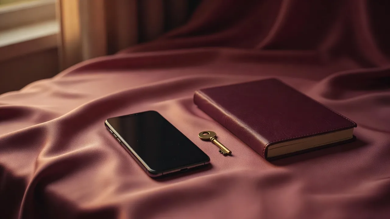 Téléphone verrouillé posé près d'un petit cadenas de laiton